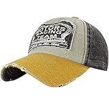 Tuopuda Nueva Unisex Gorra de béisbol algodón Mezclado Motocicleta Gorra molienda Borde Haga Viejo Sombrero (Amarillo)