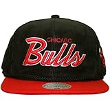 Mitchell & Ness – Gorra con visera plana para hombre Chicago Bulls Cord Script – Black