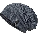 Hombre Algodón Gorros de Punto Slouch Cráneo Invierno Verano Hip-Hop Sombreros (305-Gris)