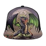 FONDSILVER Fantasy Dragon Mythical Monster Snapback Gorra de béisbol ajustable plana visera de algodón sombrero liso para deportes al aire libre hombres mujeres negro