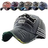 CheChury Gorra de béisbol Vintage Gastada Moda 1969 Gorra de béisbol de Visera para Hombre Verano Unisex Retro Gorra De Béisbol Algodón Gorra Snapback Motocicleta Lavado de Bordado (Negro)