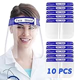 SGODDE 10 Pcs Pantalla Protección Facial Transparente, Protector Facial de Seguridad, Viseras de Seguridad Facial Reutilizable, Protector Facial Ajustable Ligera Antivaho,Aantipolvo y Evitar la Saliva