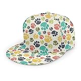 Inaayayi Gorra de béisbol con diseño de Huellas de Perro, con diseño de Dibujos Animados, Gorra de béisbol Plana para Hombres y Mujeres, con Tirantes Ajustables en Color Negro