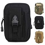 ZhaoCo Bolsa Compacta MOLLE EDC de Táctico, Bolsa de Cintura 1000D Nylon, Riñoneras para Herramientas Pequeñas de Multiusos Teléfono Móvil al Aire Libre Deportes Senderismo Camping (Negro)