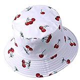 Sombrero de pescador reversible para mujer y hombre con estampado de frutas, para el aire libre