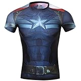 Cody Lundin Camiseta de compresión para hombres, Gorra de Héroe Steve, Los Vengadores 2 azul azul oscuro Medium