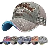 heekpek Gorra de Béisbol Vintage Gastada Moda Gorras Hmobre Beisbol Visera Gorra Verano Mujer Béisbol Algodón Motocicleta Gorra Molienda Borde Haga Viejo Sombrero Casual Gorras Viseras (1969 Marrón)