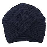 ZUMUii Butterme Warm Crochet Casual Turban Cross Bohemian Indian Style Head Wrap Cap para Mujer Chicas(Marina de Guerra)