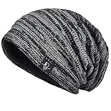 VECRY Hombre Flexible Gorros de Punto Tejer Casquete Artísticos Sombreros (Negro)