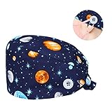 riou Gorro Quirúrgico Flor Corbata Algodón Gorro de Cirugía Estampado Gorro Médico Enfermera Gorro de Quirófano Ajustable Gorro de Trabajo