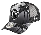 New Era Brooklyn Nets Frame Adjustable Trucker Cap NBA Palm Tree Grey/Black - One-Size