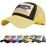 UMIPUBO Gorra de béisbol para Hombre Ajustable Classic Mesh Gorra Unisex molienda Borde Haga Viejo Sombrero (Amarillo)