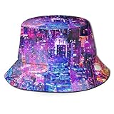 Sombrero de Pescador de la Ciudad de Cyberpunk Sombreros de Copa Transpirables de Tapa Plana Sombrero de Sol de Moda Unisex Verano