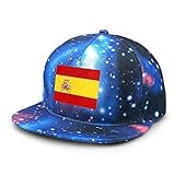 David A Beltran Sombreros para niños Gorra de béisbol de ala Plana con Bandera de España Ajustable Sombrero de Cielo Estrellado para Adultos Gorras Snapback para niños y niñas