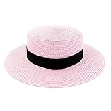 Bin Zhang Verano Nuevo Viaje al Aire Libre Jazz Sombrero de Paja Sombrero de Sol Visera Sombrero de Playa Mujeres Cinturón Negro con Gorro de Color Liso Gorra Plana