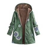 Abrigo De Invierno Mujer Libre Abrigos para Mujer Rebajas Talla Grande Abrigo con Capucha De Manga Larga Vintage Cremallera Señoras Abrigos con Bolsillos Gruesos De Lana riou (2-Green, M)