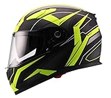 Unik Ci-01 Casco Integral Flash con Visera Solar, Negro/Amarillo neón Mate, L