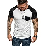 MEIbax Moda Cosiendo Color de Contraste Camiseta de Hombre Manga Corta de los Hombres Ventilación cómoda Ropa de Hombre de Fitness Ropa Deportiva Gimnasio de Manga Corta para Hombre