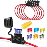 Gebildet 5 PCS 32V 20A Portafusibles Impermeable, 16AWG ATC Portafusibles en Línea con una Gorra, con 6 Piezas de Fusible Pequeña (3A 5A 7.5A 10A 15A 20A)