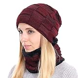 BOYOU Unisex Hombres/Mujeres Invierno Cálido Sombrero de Punto Al Aire Libre de Felpa Engrosamiento Gorro de Punto Sombrero de Esquí para el Invierno