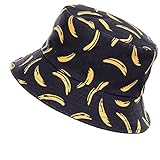 Jazmiu - Sombrero unisex, tipo pescador, de moda, estampado con dibujos de frutas, ideal para actividades al aire libre, reversible, se puede doblar para guardar Ba Negro Taille unique
