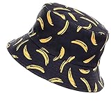 Jazmiu - Sombrero unisex, tipo pescador, de moda, estampado con dibujos de frutas, ideal para actividades al aire libre, reversible, se puede doblar para guardar Ba Negro Taille unique