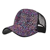 Gorra De Béisbol para Mujer Casual Rhinestone Bling Ocasional Cap Diamond Peaked Cap Vintage Fashion Outdoor Sunscreen Cap Girl (Color : Lila, Size : One Size)