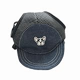 POPETPOP Perro Cachorro Mascota Ajustable Longitud de la Atadura Patrón de Perro Lindo Visera Sombrero Gorra sombrilla Suministros para Cachorro Tamaño M (Azul)