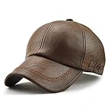 Ueither Gorra de Béisbol para Hombre Ajustable Sombrero de Cuero Suave de PU Sombrero Deportivo Al Aire Libre Otoño Invierno