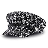 Boinas para Mujer Vintage Sombreros de Pata de Gallo Clásico Gorra Caliente Beret Gorras Planos de Invierno Elegantes para Mujer (M, 56-58 cm) Negro 1 Pieza