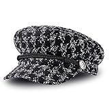 Boinas para Mujer Vintage Sombreros de Pata de Gallo Clásico Gorra Caliente Beret Gorras Planos de Invierno Elegantes para Mujer (M, 56-58 cm) Negro 1 Pieza