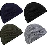 4 Piezas Sombrero de Reloj de Arrastre Beanie Gorra Enrollable Cráneo del Borde Gorro Pescador Unisex