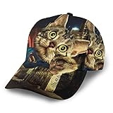 Inaayayi Gorra de béisbol Supercat Super Cat Funny Cats Trucker Sombrero Plano Gorras de Béisbol para Hombres Mujeres Ajustable Strapback Negro