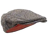 Borges & Scott Gorra Plana Nevis - 100% Lana Tejida a Mano - Harris Tweed - Resistente al Agua - Perdiz Marrón 60cm