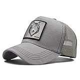 Bonfor Gorras de Hombre Beisbol Animales Bordado de Malla Respirable, Gorras de Hombre Baratas Vintage, Sombrero Mujer Verano para Unisex Adulto TMOYJPX (Gris~Lobo, Circunferencia:54-60 cm)