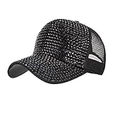 Gorra De Béisbol para Mujer Casual Diamond Rhinestone Cap Peaked Bastante Bling Cap Vintage Fashion Outdoor Sunscreen Cap Girl (Color : Negro, Size : One Size)