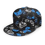 Gorra de béisbol unisex, diseño de hip-hop, sombrero plano, para actividades al aire libre, videojuego azul en negro