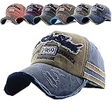 CheChury Gorra de béisbol Vintage Gastada Moda 1969 Gorra de béisbol de Visera para Hombre Verano Unisex Retro Gorra De Béisbol Algodón Gorra Snapback Motocicleta Lavado de Bordado (Caqui)