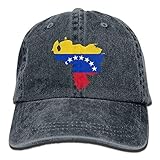 Voxpkrs Hombres y Mujeres Mapa de la Bandera de Venezuela Vintage Washed Dyed Cotton Denim Color sólido Gorra de béisbol de un tamaño DV895