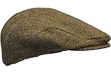 Walker & Hawkes – Gorra plana Uni-Sex Derby Harris Tweed Herringbone – Carbón – S-XL