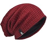 Hombre Gorro de Punto Slouch Beanie Knit Invierno Verano Hat (Burdeos)