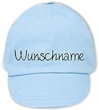 Shirtstown Bonita gorra para bebé/niños con nombre personalizado, color blanco, talla 6-12 meses azul claro 3-5 años