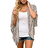 Cardigans Mujer Kimono 2019 Nuevo SHOBDW Pareos Ropa de Baño Cover Up para Mujer Largo Playa de Verano Estampado de Serpiente Chal Gasa Boho Suelto Tops Blusa Tallas Grandes S-3XL(Marrón,3XL)