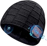 COTOP Gorro de Bluetooth, Musical Beanie Hombre Mujer Bluetooth Tejido Bluetooth 5.0 Gorro de Invierno con Auricular estéreo y micrófono Manos Libres (Negro)