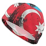 Tcerlcir Gorro Natación Bandera de águila y azerbaiyán Gorro de Piscina para Hombre y Mujer Hecho de Silicona Ideal para Pelo Largo y Corto