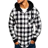 DEELIN Camisa De Manga Larga, Los Hombres De OtoñO De Invierno A Cuadros De Sudadera con Capucha Blusa De Ropa De Camisa