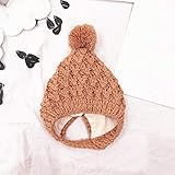 WWWL Sombrero de bebé Niños Sombrero de Lana pequeño Bola niños Punto Gorras niña Accesorios de Invierno Gancho Flor bebés cálidos Todos los Partidos 44-48cm Caramel