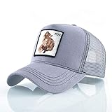 Gorras de béisbol Sombreros de Hip Hop Hombres Snapback Malla Transpirable Moda Streetwear Gorra de Camionero Mujeres -Gray Fox-56-59cm