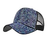 Gorra De Béisbol para Mujer Casual Rhinestone Bling Peaked Diamond Cap Cap Acogedor Vintage Fashion Outdoor Sunscreen Cap Girl (Color : Blau, Size : One Size)