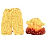 Traje de lana recién nacido Forma animal Amarillo Pequeño León Suave hecho a mano Crochet Bebé Sombrero Accesorios de fotografía Conjunto de 0-12 meses